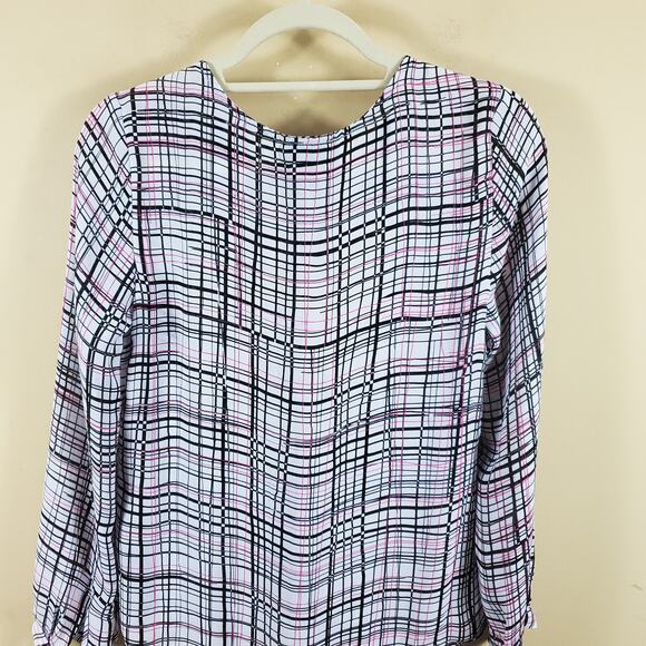 4/$25 Worthington Grid Print Long Sleeve Blouse Size S - Picture 8 of 12